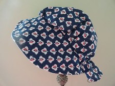 Vintage Ladies Blue Cotton Hand Made Bonnet Hat Cap