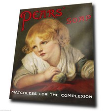 SIGN METAL WALL PLAQUE  Vintage PEARS SOAP advert poster kitsch print bathroom