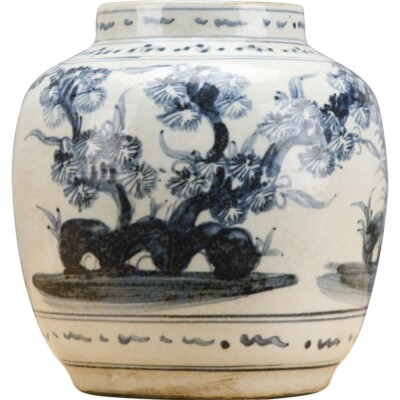 SMALL PORCELAIN BLUE & WHITE PLANTER BASIN -7''H