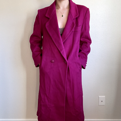 ジャケット・アウター vintage gimmick wool trench coat Vintage 80s Hot Pink Fuchsia Womens 100% Wool Trench Coat Sz M