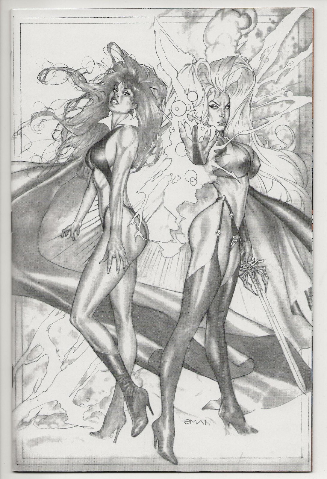 Vampirella/Lady Death #1B NM/NM+ (Harris Chaos! 1999) B&W Harris Valentine Ed.