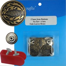 17 mm No-Sew Brass Replacement Jean Tack Buttons BSA12 6  6 CT. w/Tool