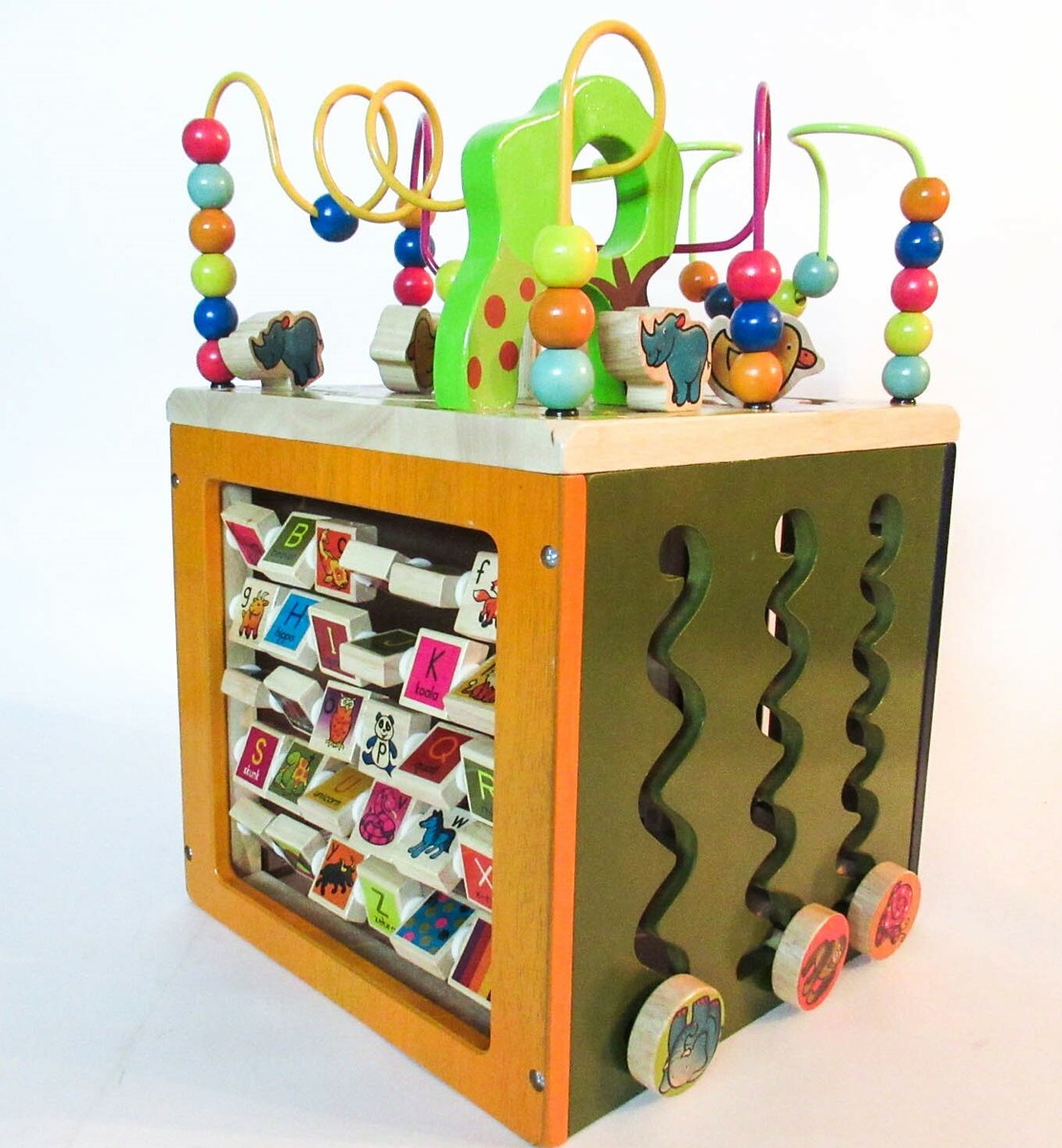 Zany Zoo B Toys Wooden Blocks Zany Zoo Wooden Activity Cube