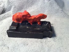 Vintage Trunk Up Dual Elephants Ceramic Ashtray Japan Rooster Weathervane Mark