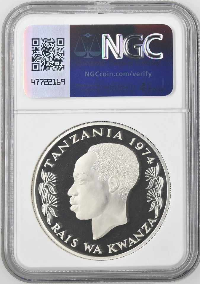 1974 Tanzania Conservation Rhinoceros 50 Shilingi Coin - NGC PF 69 UC - Image 2 of 2