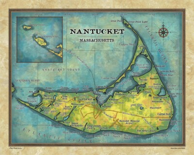 Nantucket Massachusetts Map Art Print Poster Vintage Wall Decor Home & Gift