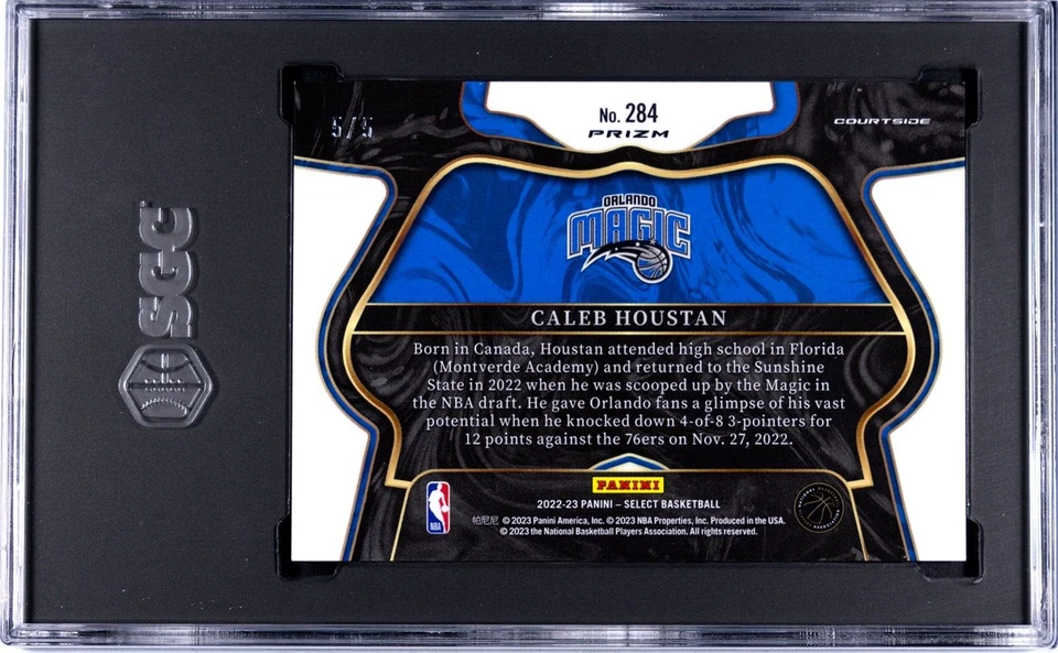 2022-23 Panini Select Caleb Houstan Rookie 5/5 Green Prizm SGC 10 Gem Mint - Image 2 of 2