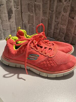 SKECHERS SKECH-KNIT SNEAKER NEON PINK/GELB FLEXSOHLE UK 4 GC