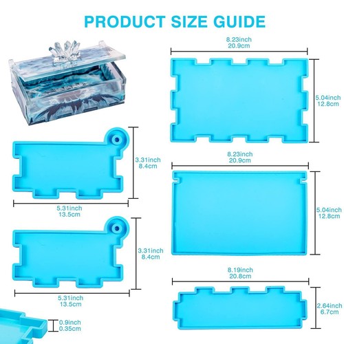 Resin Rectangle Box Mold Epoxy Resin Silicone Large Storage Container New - Picture 6 of 7