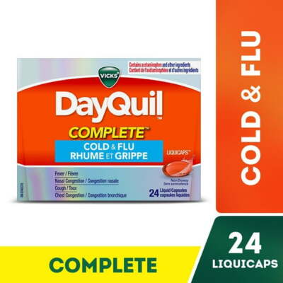 Vicks DayQuil Complete Cold & Flu Liquicap (24 LiquiCaps) Non-Drowsy