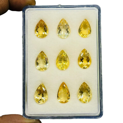 Selene Gems 9 tlg. Natürliche Citrin 14-15,5mm Tropfen-Schliff Lose Edelsteine