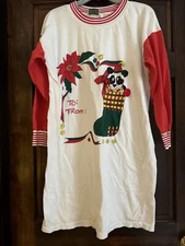 Vintage Gitano Christmas Holiday One Size Nightshirt To From Stocking Bear