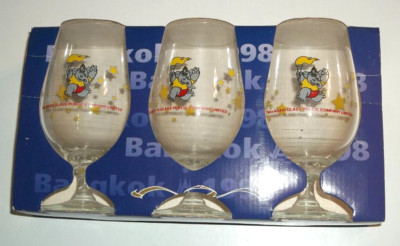 Asian Games Bangkok 1998 Glass Set of (3), Thai-Asahi Glass Public Co Limited
