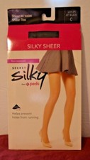 Secret Silky Control Top Run Resist Sheer Toe Pantyhose Jet Black Size C  OH2 