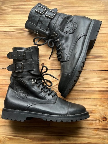 Philipp Plein Black Leather Boots Limited Edition Size EU 39,US 8.5,UK 6.5
