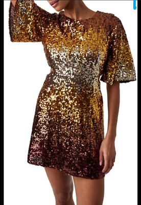 $248 Dillard Estari Sequin Cut Out A Line Dress In Ombre Gold
