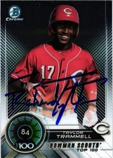 BTP84 Taylor Trammell Signed 2019 Bowman Chrome SCOUTS 100 Baseball Card Reds AU