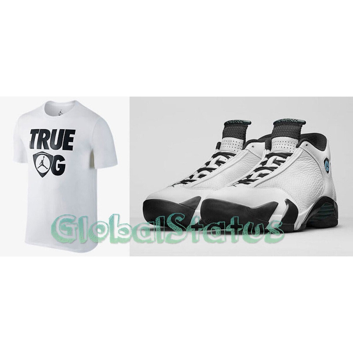 NIKE JORDAN RETRO 14 OXIDIZED GREEN TRUE OG WHITE BLACK SHIRT