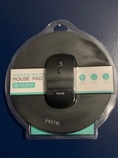 iHome Wireless Mouse + Mouse Pad Black New Se...