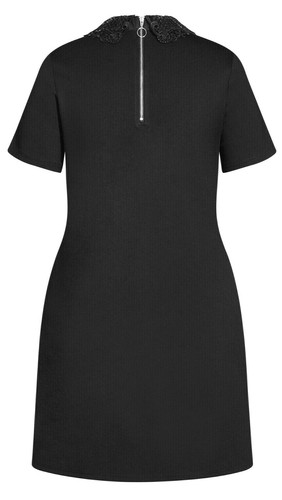 NEW City Chic CCX Black Ponte Cutie Lace Shift Mini Dress Plus Size S 16 #C32 - Picture 2 of 9