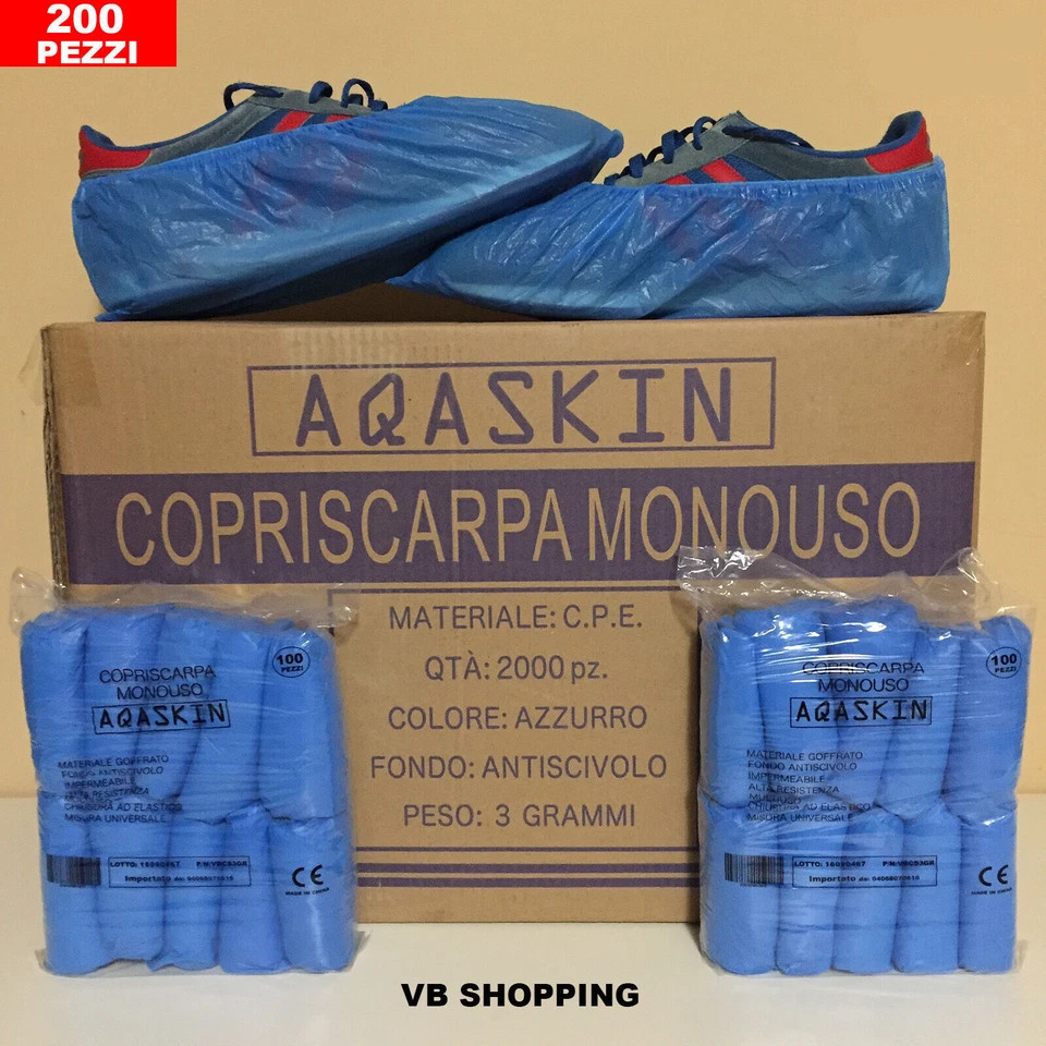 AQASKIN 200 PZ COPRI SCARPA SOPRASCARPE CALZARI SOVRASCARPA PISCINA PALESTRA 100 PAIA