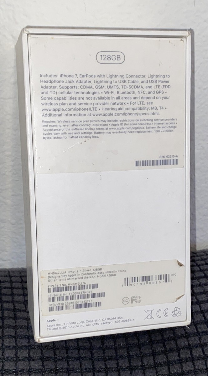 Apple iPhone 7 128 GB SILVER BOX - IPHONE BOX | eBay