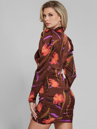Nuevo Vestido Guess Marciano Innuendo Floral Fruncido Mangas Largas S $178 - Imagen 5 de 7