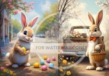 Adorable Bunny Duo | A4 Rice Paper | Paper for Decoupage | Decoupage Central