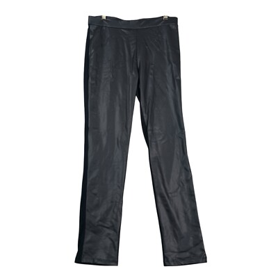 Clara Sun Woo Women Faux Leather Leggings Black Stretch Size XL Pullon Pants EUC