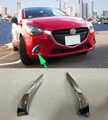 Front Fog Light Lamp Eyebrow Chrome Trim Fit for Mazda 2 Demio DJ DL 2015-2019