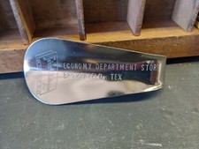 Vintage Metal Shoe Horn ECONOMY DEPT. STORE Brownfield, Texas John Roberts Shoe