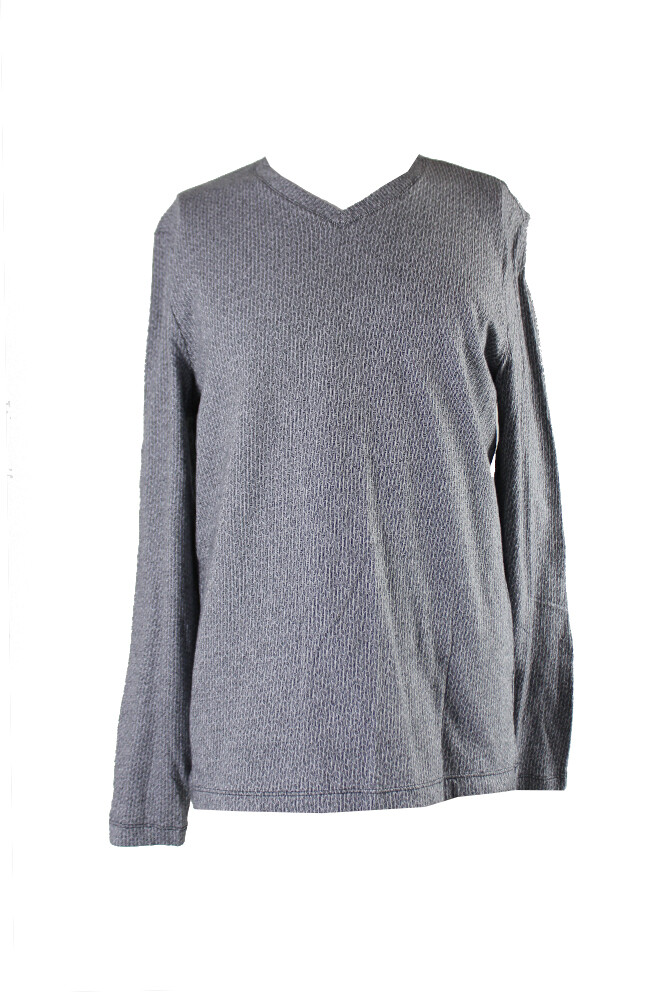 Alfani Серая жаккардовая футболка с длинными рукавами и V-образным вырезом с принтом M