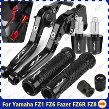 Black Handlebar Grips Cap Brake Clutch Levers For Yamaha FZ1 FZ6 FZ6R FZ8 Fazer