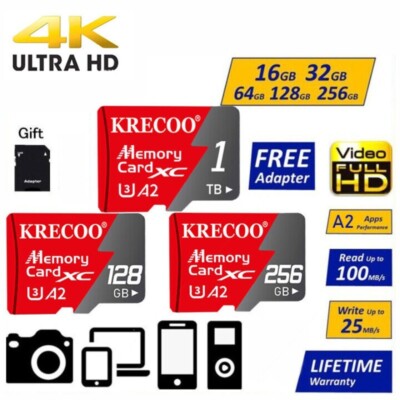 High Speed Micro SD Card 128GB 256GB 1TB Memory Card 4K  Mini Card & Adapter LOT