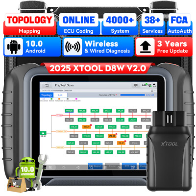 2025 XTOOL D8W V2.0 Auto Diagnostic Tool FCA Scanner Key Programmer Topo Mapping
