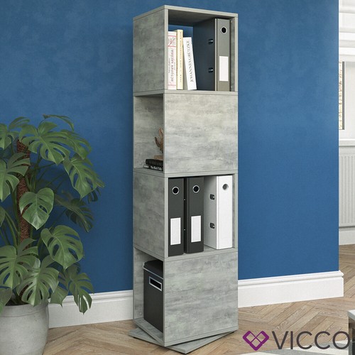Estantería giratoria estantería de pie librería oficina hormigón XXL Vicco - Imagen 5 de 7