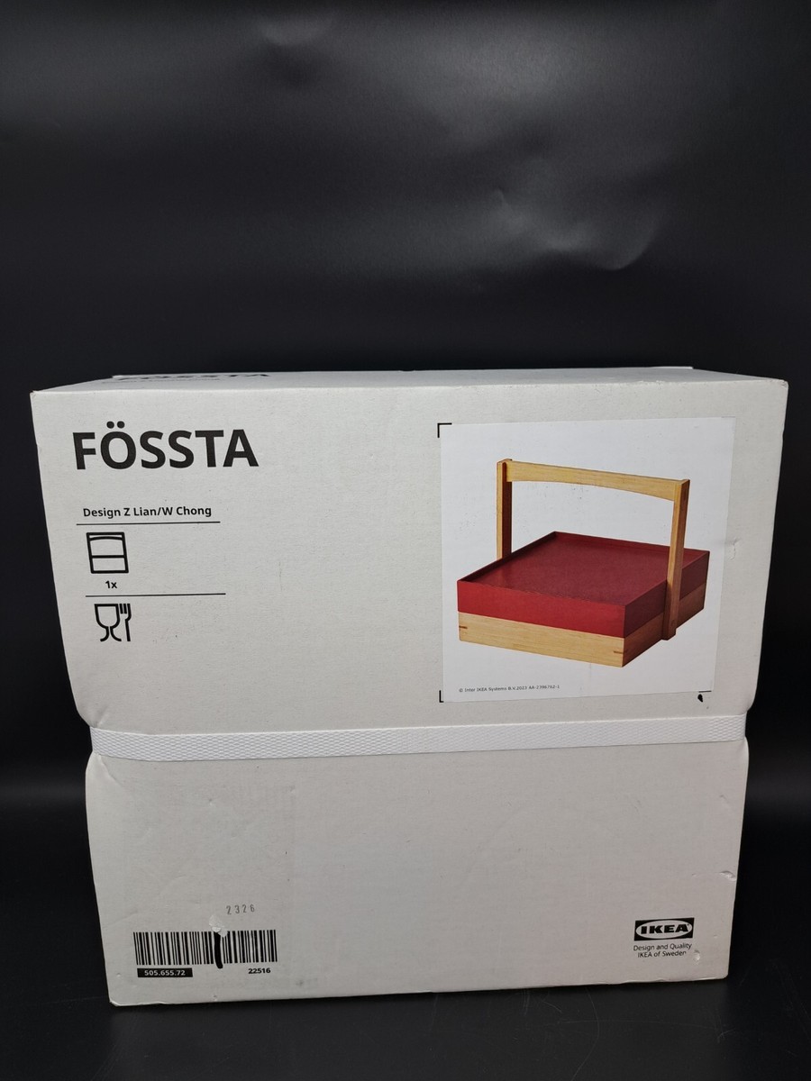 Ikea FOSSTA Serving Container with lid Red / Bamboo 11x10