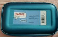 Staples Teal Hard Zipper Pencil or Storage Box Brand New. With 1 compartment