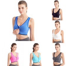 Yoga Cami Push Up Vest Padded Sports Bra Womens Ladies Support Top Front Zip