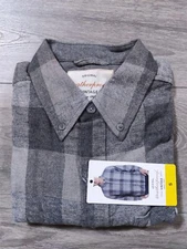 Weatherproof Vintage Flannel Shirt Mens Small Gray Button Up Long Sleeve