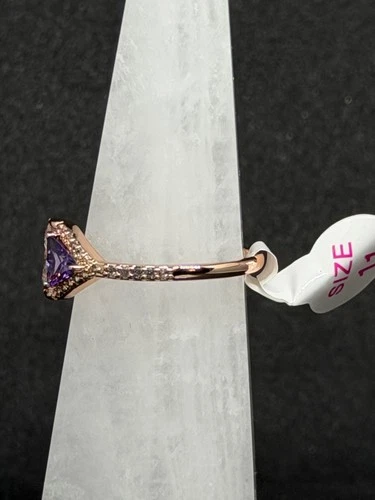 Bomb Party Ring Sz 11  "Mirrored Image" Dark Amethyst CZ on Rose Gold image 3