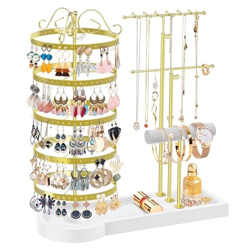 KALYLOC Jewelry Earring Organizer Multi-Functional Display Stand (Gold) Gold