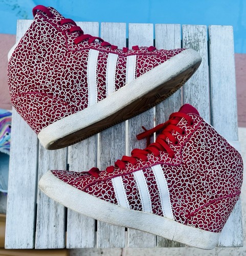 Adidas Basket Profi Up Shoes Red Horseshoes Hidden Wedge D65829 Womens Size 8 - Picture 4 of 10