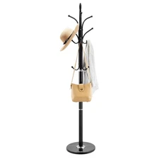 Hall Tree Coat Rack with Heavy Marble Base 6 Hook Entryway Clothes Organizer