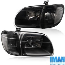 4pcs Black Housing Headlights White Corner For Tundra Regulaaccess Cab 2000-04