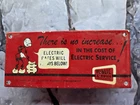 VINTAGE REDDY ELECTRIC OKLAHOMA ELECTRIC PORCELAIN ENAMEL SIGN 10." X 4.5"