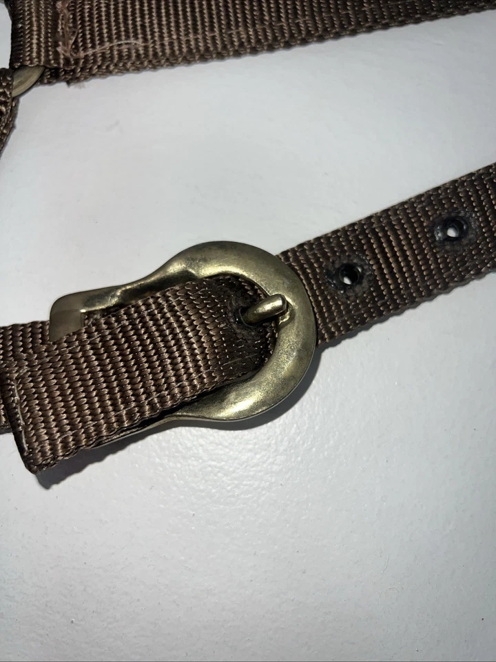 New Brown Nylon Full Horse Halter Gold Buckles NN-600 - Image 4 of 4