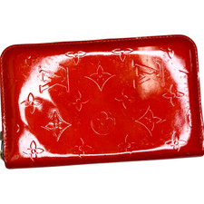 Louis Vuitton Women Monogram Zip-Around Red Vernis Leather Zippy Wallet France