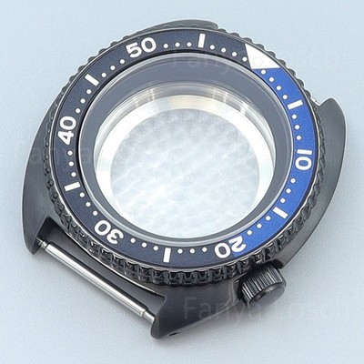 45mm Edelstahl schwarzes Uhrengehäuse ändern Turtle Mod für Seiko NH34 35 36 38
