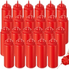 24 Pcs 32 oz Squeeze Bottle Large Plastic Wide Mouth Squeeze Bottles for Cond...